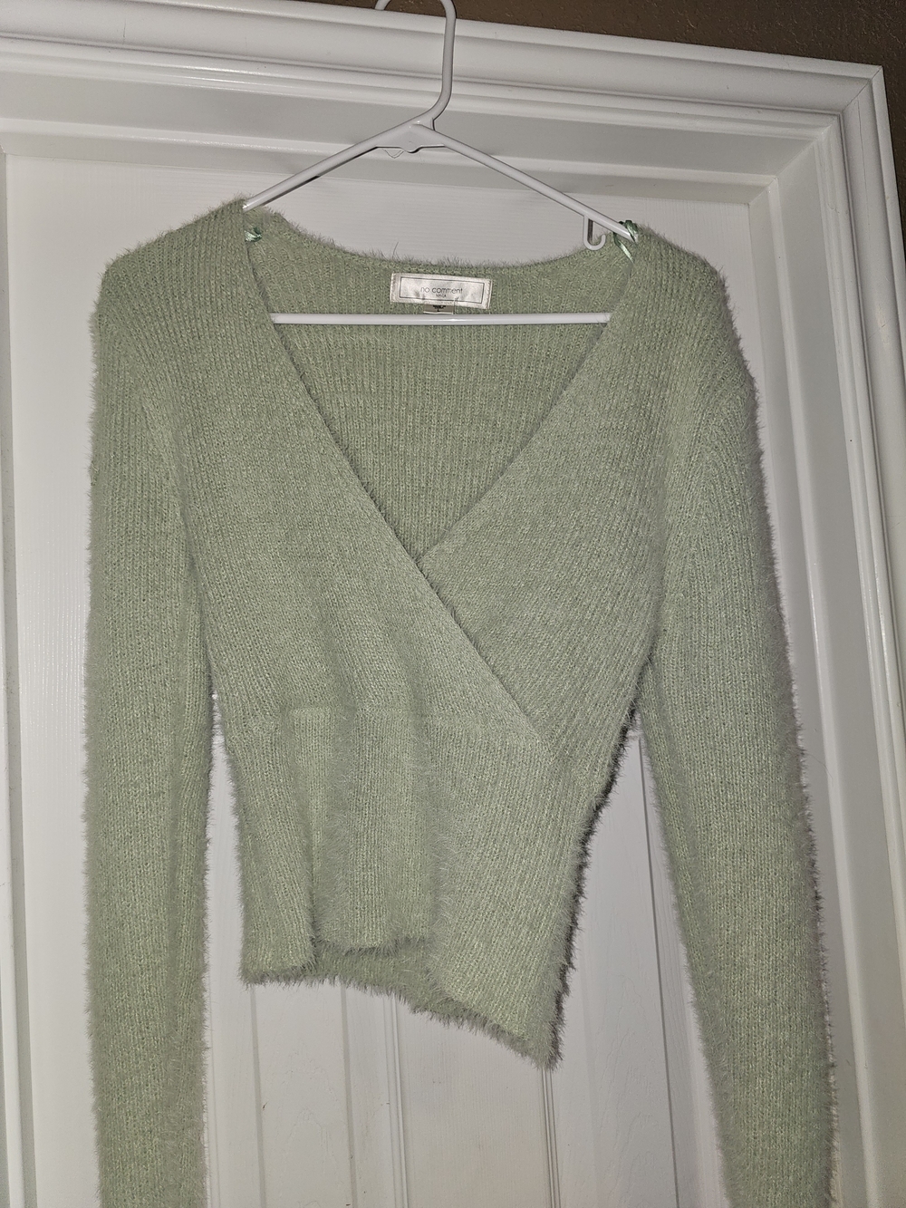 Feminine V-Neck Wrap Sweater in Sage Green